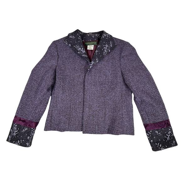 Harve Benard Blazer Purple Tweed Lace Wool Blend Size 10 Petite Vintage - Picture 5 of 10